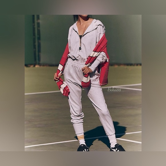 NWOT Free people FP movement Training Day Jumpsuit - white heather - S